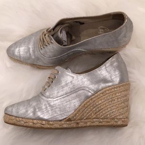 Castañer silver wedges espadrilles